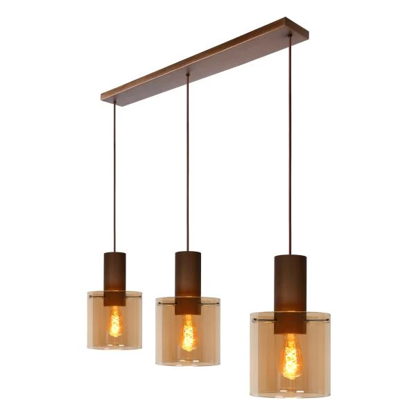 Lucide TOLEDO - Pendant light - Ø 20 cm - 3xE27 - Amber - detail 4